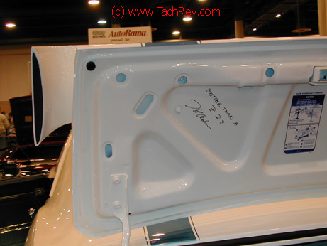 Herb Adams' signature on the 1969 T/A trunk lid