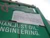 "Driving Force" Notice of Filming on the back of the tractor-trailer rig.