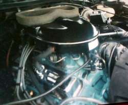Engine view of the functional Grand Am Ram-Air Induction System was developed for the Pontiac A-bodies utilizing twin NACA openings in the hood