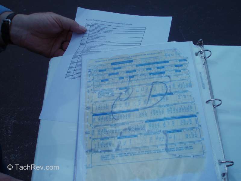 Broadcast sheet and vehicle build internet data for the 1969 Slant 6 Dodge Charger