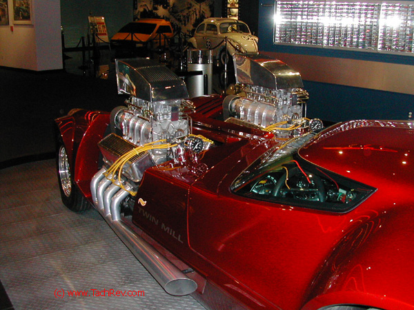Twin Mill script on sides of lower cowl. Close up of the Twin Mills that gave this Hot Wheel it's namesake.
