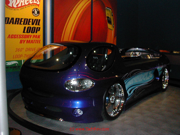Deora II® in full scale. Note the Hot Wheels® 1960's supersized package background display: "Daredevil Loop - Accessory Pak by Mattel 360° Drive-In Loop-The-Loop"