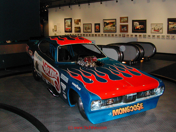 Tom Mc EWEN 's The Mongoose II NHRA Top-Fuel Funny Car was the other 1/2 of the pair of race cars sponsored by Mattel. They also were (are) mfg by Mattel® and sold as scale model Hot Wheels® cars.