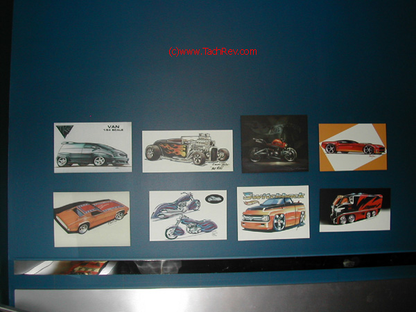 More examples of how the Hot Wheels® vehicles begin life - as one of the Artwork concept renditions illustrated on the display wall.
