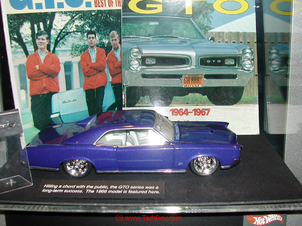The Pontiac GTO's popularity is highlighted in this Hot Wheels® vehicle display.