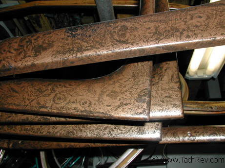 Hand restored "burl wood treatment" simulated on all of the interior trim on the 1937 Pontiac by Glen.