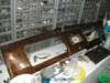 Hand restored dash with "burl wood treatment" simulated on all of the interior trim on the 1937 Pontiac by Glen.
