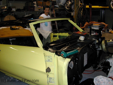 Glen hams it up with One of several of his current projects - his 1970 GTO convertible