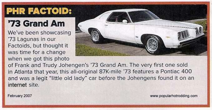 Reprise of Our 15 seconds of fame in the February 2007 issue.  Thanks PHR!